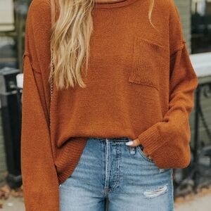 Drop Shoulder Cinnamon Knit Top